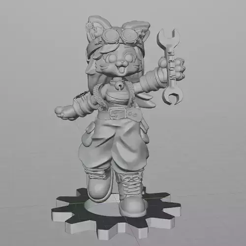 Rosie-Cat With A Wrench-Miniature-3D PRINT READY