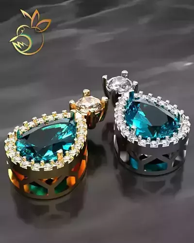 Earrings pear 3D print model