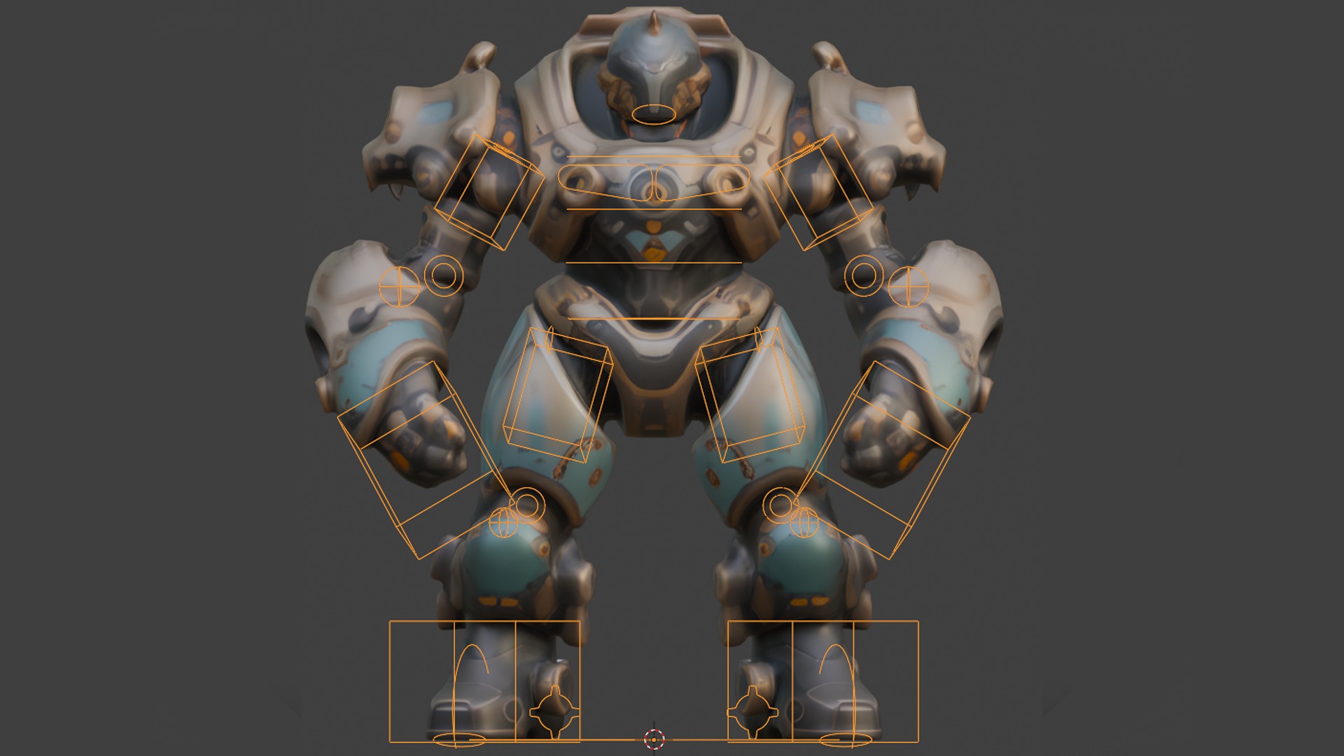 futuristic armored robot Low-poly 3D model_4