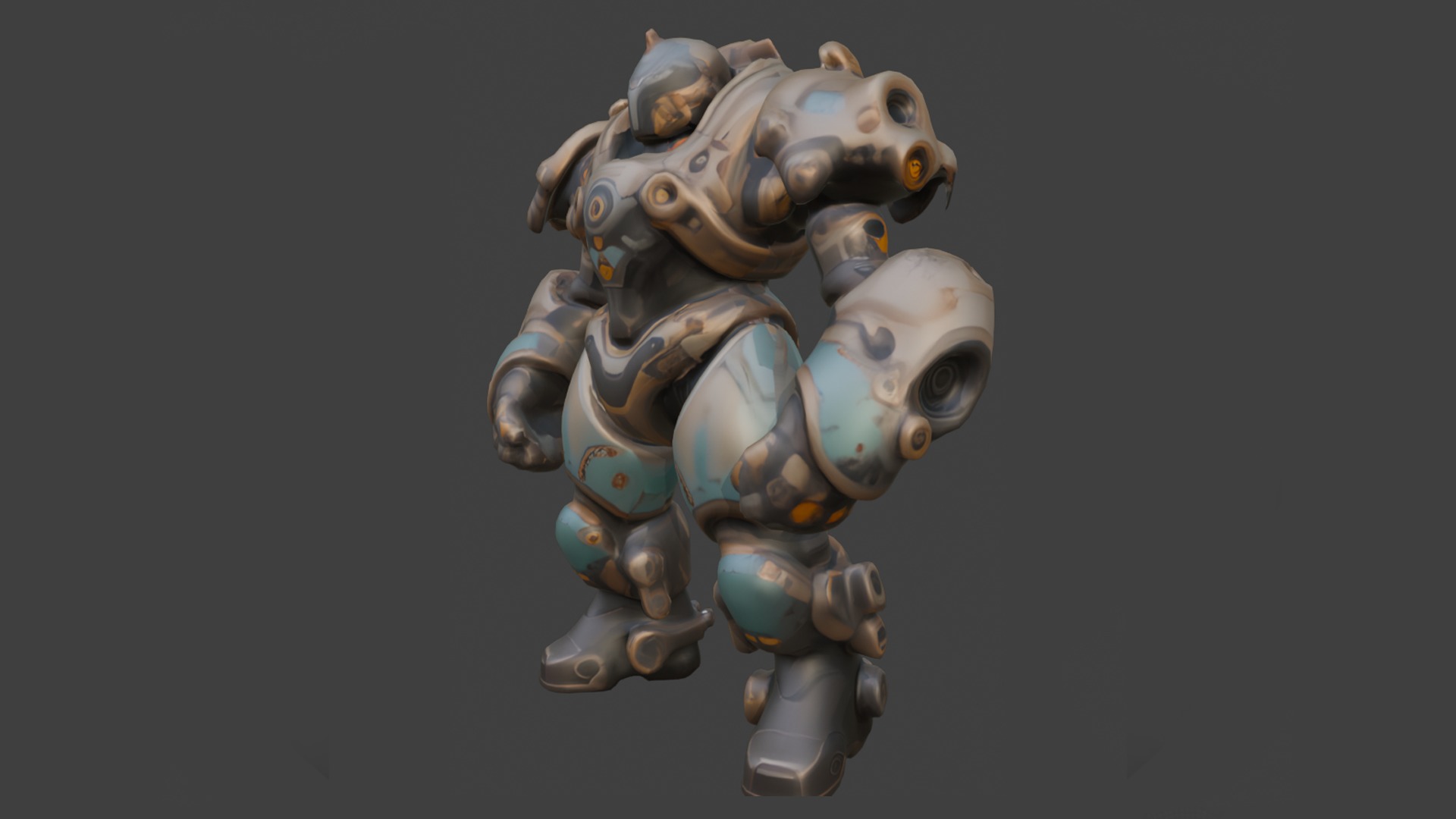 futuristic armored robot Low-poly 3D model_1