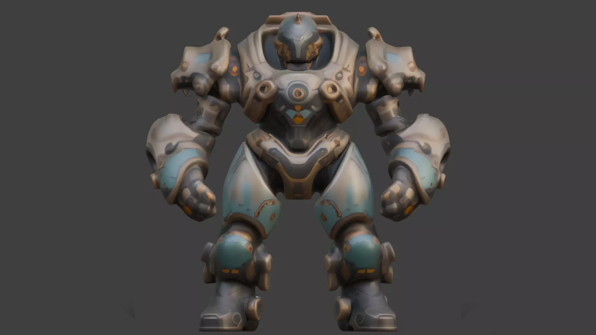 futuristic armored robot Low-poly 3D model_0