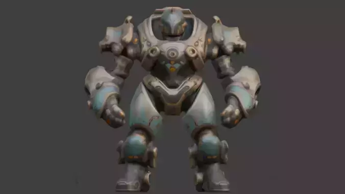 futuristic armored robot Low-poly 3D model