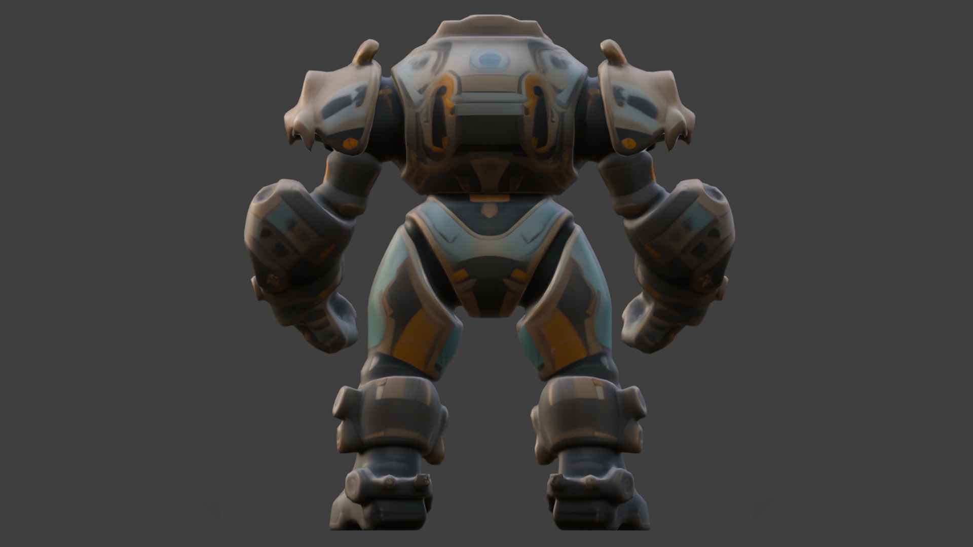 futuristic armored robot Low-poly 3D model_3