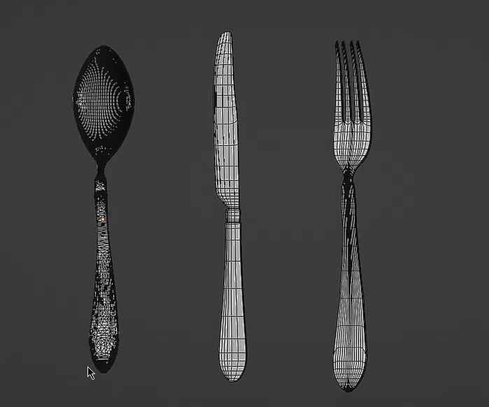 Cutlery Set Free low-poly 3D model_2