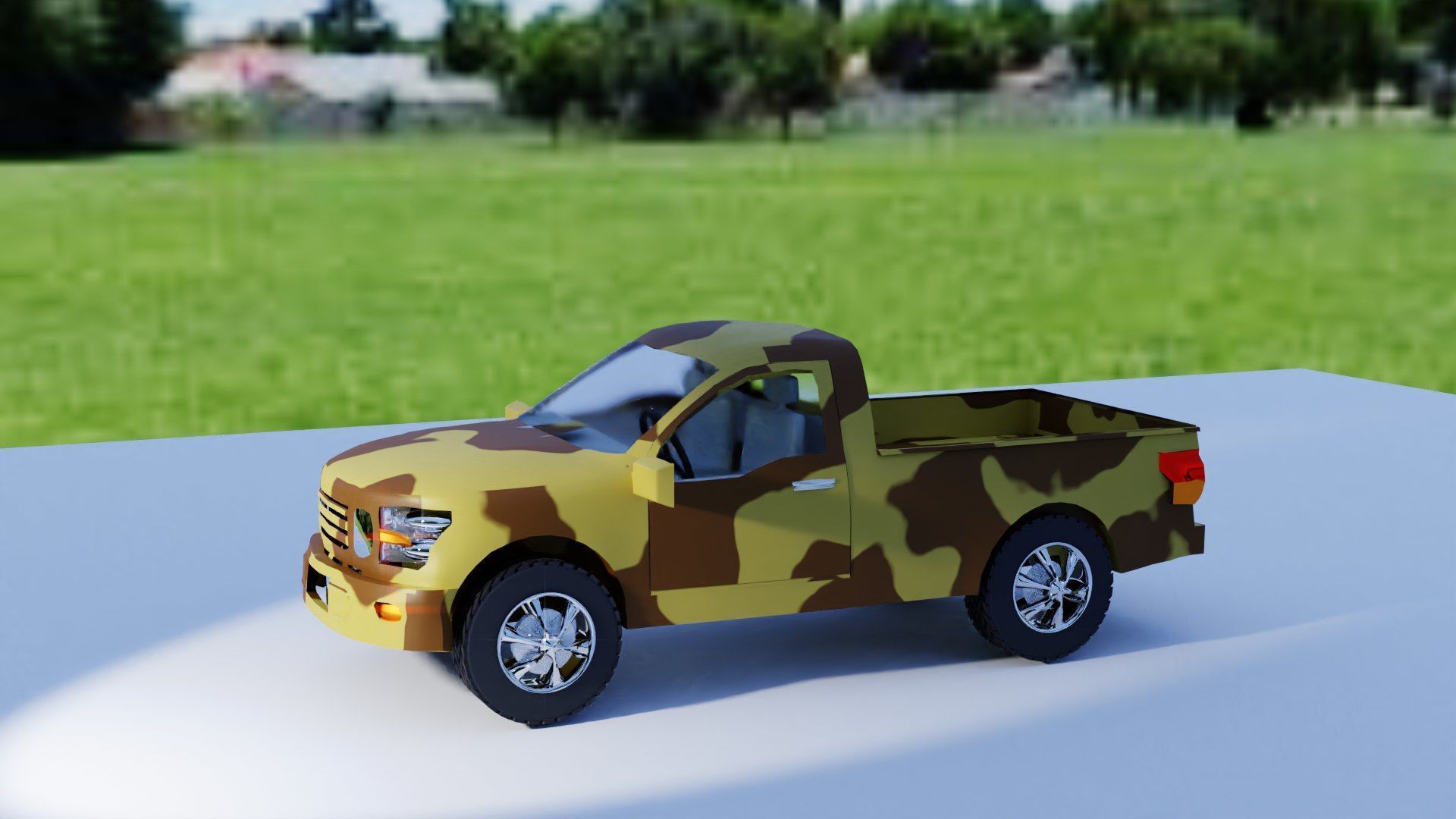 Ultra-Realistic Pickup Truck 3D Model with Camouflage Low-poly 3D model_12