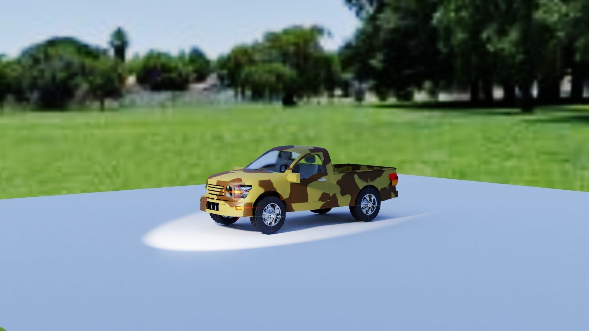 Ultra-Realistic Pickup Truck 3D Model with Camouflage Low-poly 3D model_17