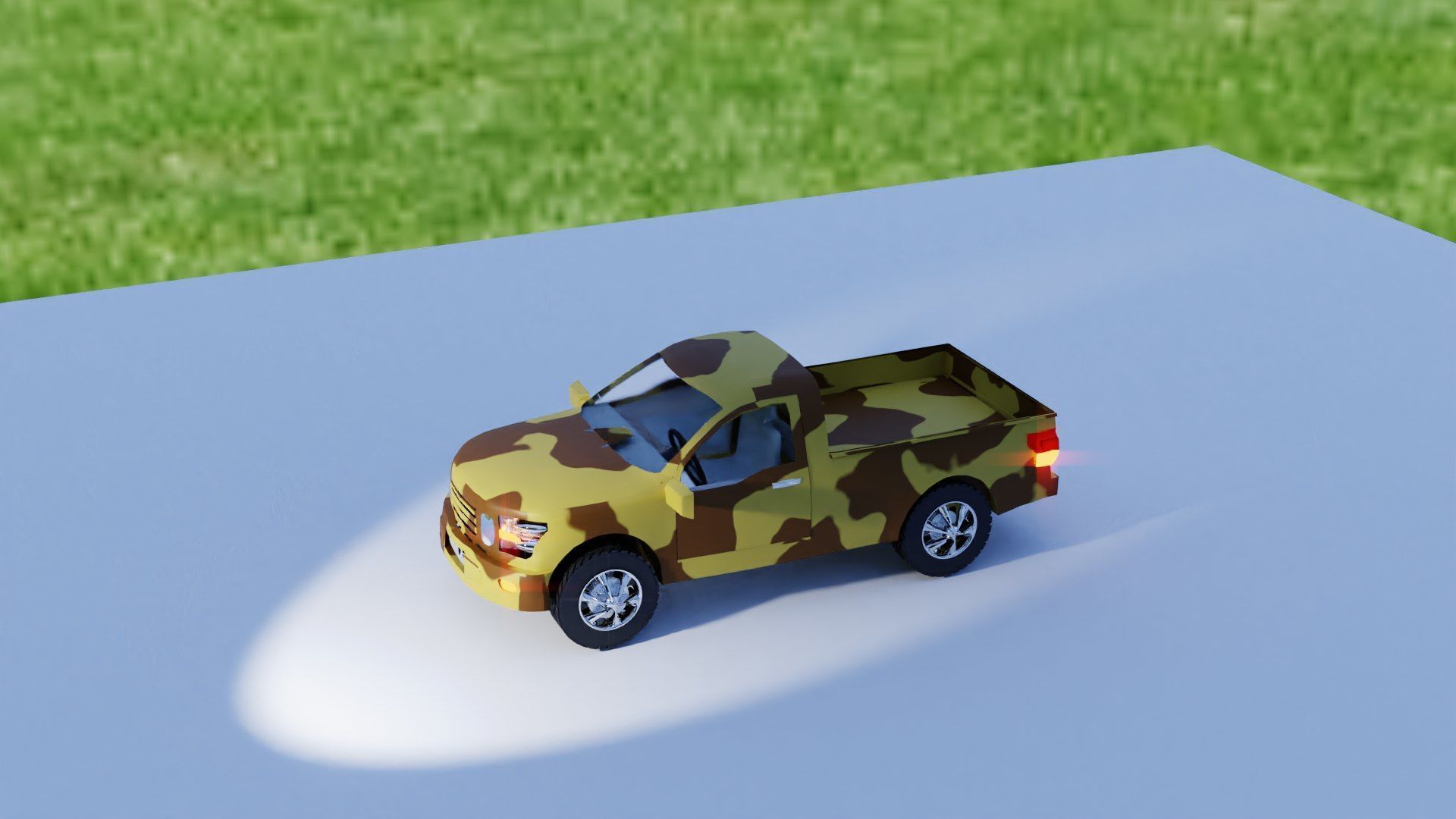Ultra-Realistic Pickup Truck 3D Model with Camouflage Low-poly 3D model_6