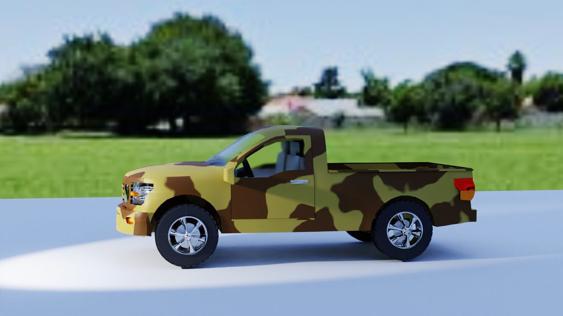 Ultra-Realistic Pickup Truck 3D Model with Camouflage Low-poly 3D model_11