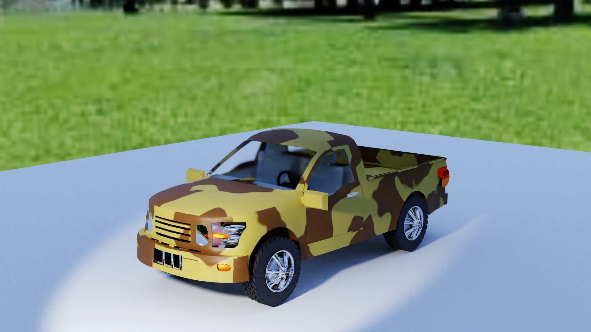 Ultra-Realistic Pickup Truck 3D Model with Camouflage Low-poly 3D model_13
