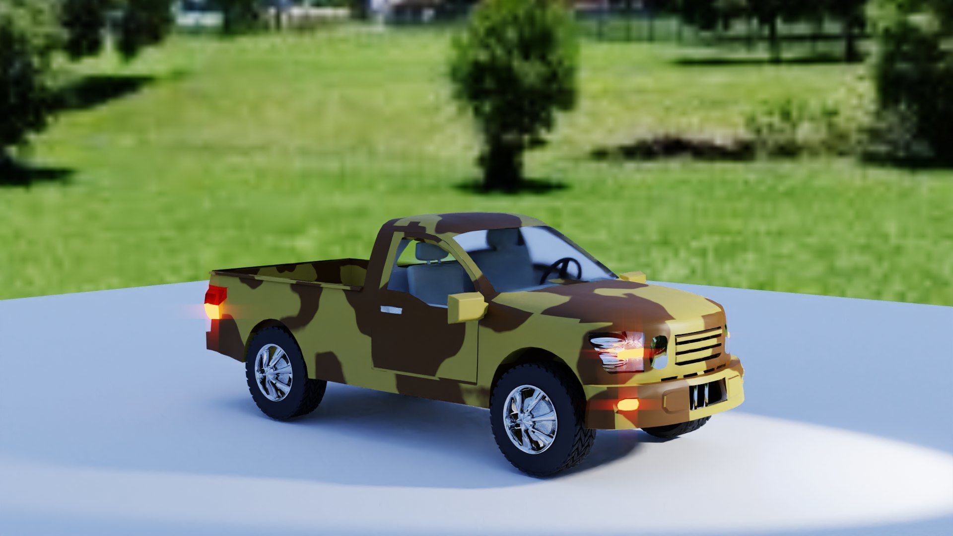 Ultra-Realistic Pickup Truck 3D Model with Camouflage Low-poly 3D model_15