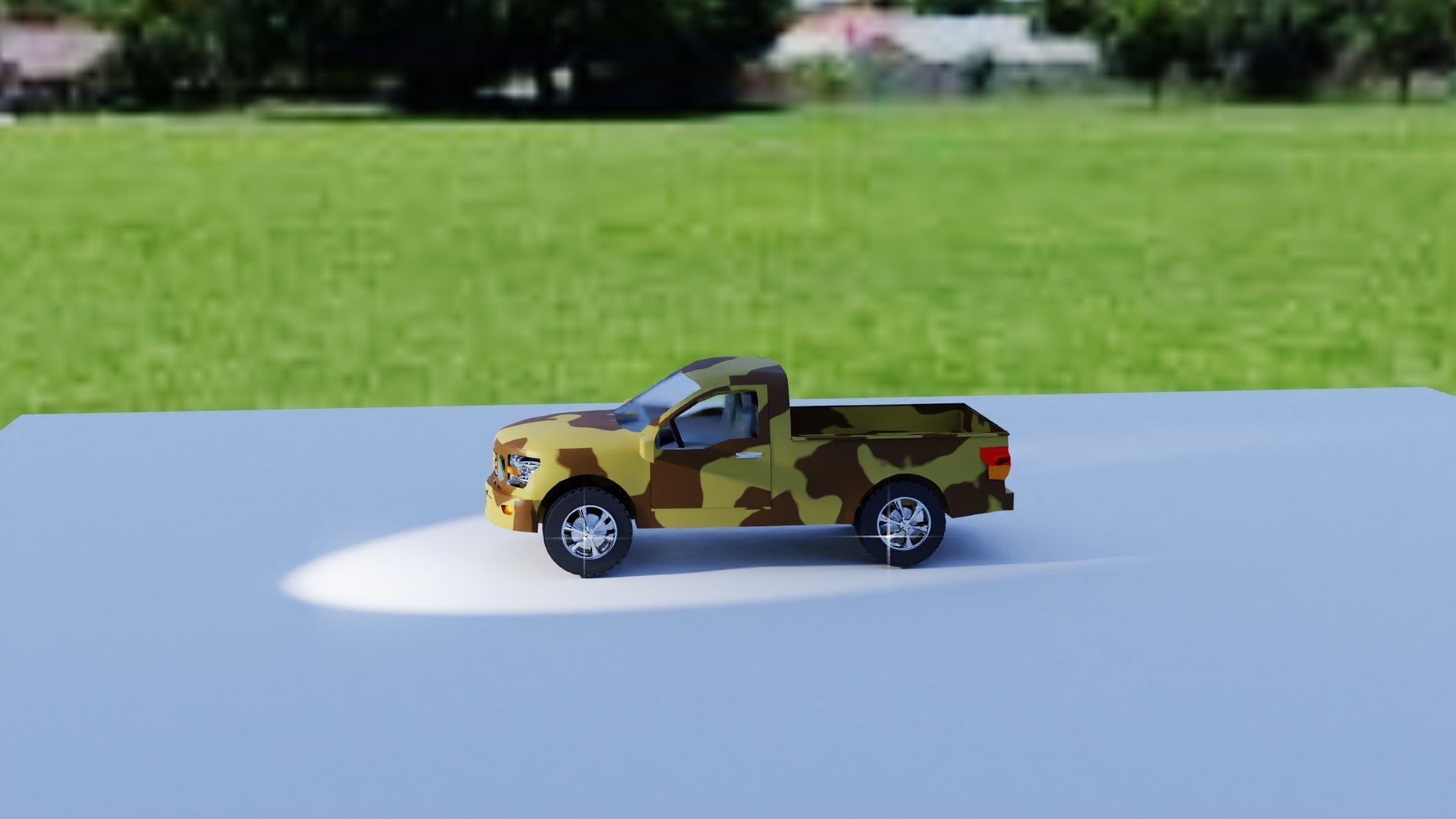 Ultra-Realistic Pickup Truck 3D Model with Camouflage Low-poly 3D model_16