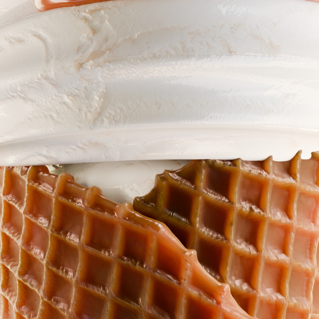 Chocolate and Strawberry Ice Cream Cone 3D model_3