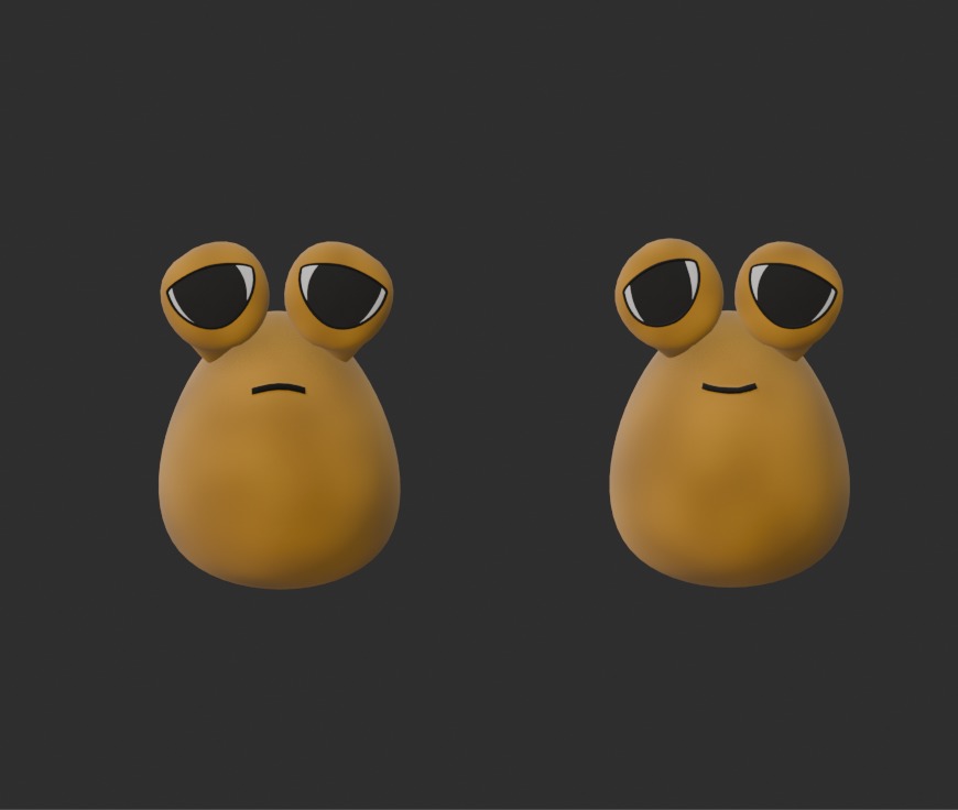 Pou - happy pou sad pou Low-poly 3D model_2