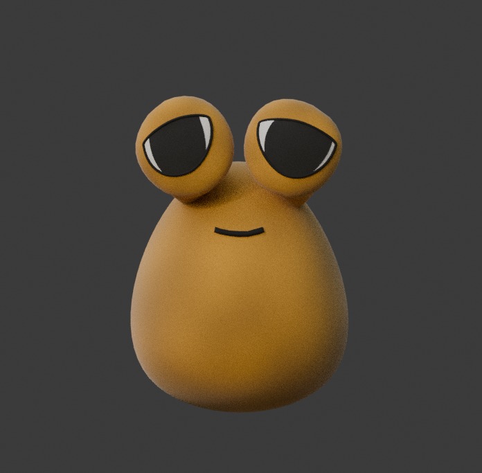 Pou - happy pou sad pou Low-poly 3D model_6