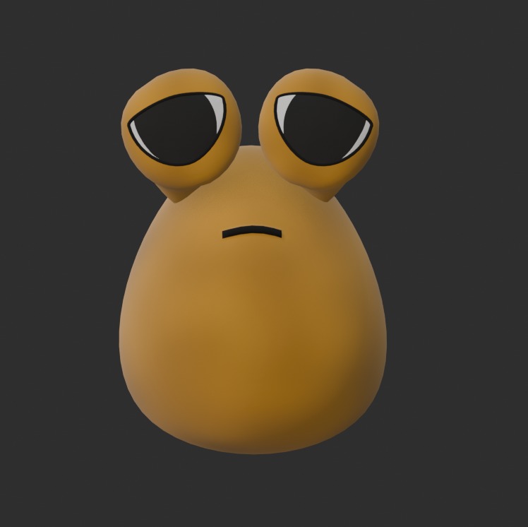 Pou - happy pou sad pou Low-poly 3D model_3