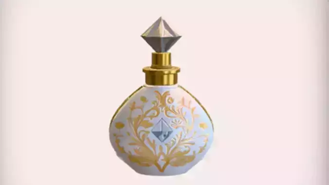 ornate perfume bottle with gold details