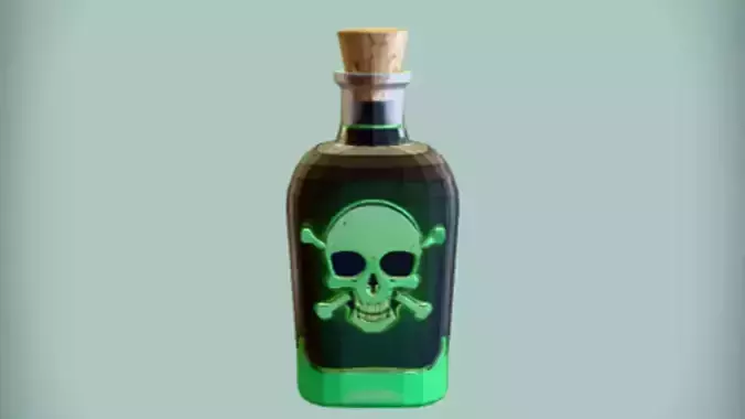glowing potion bottle with skull