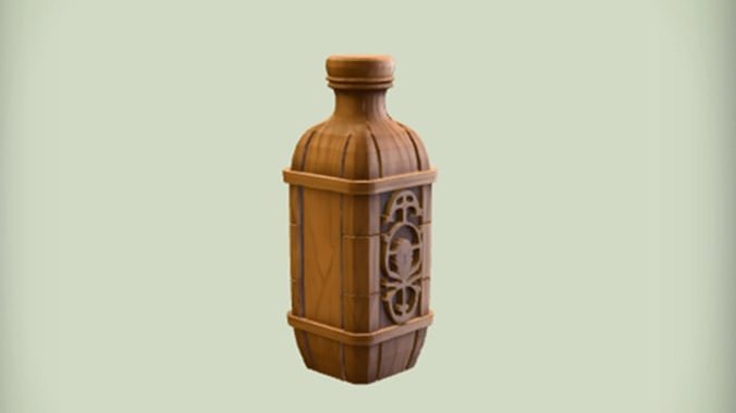 Intricately carved wooden bottle 3D model