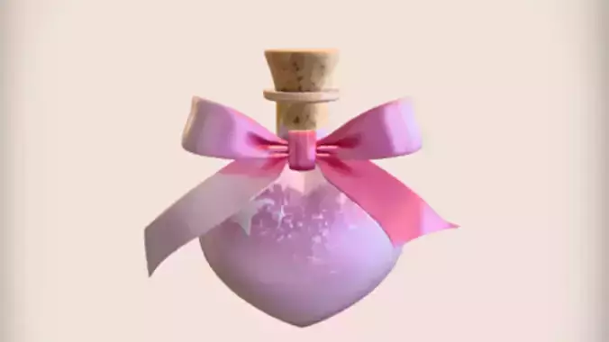 heart shaped potion bottle with bow
