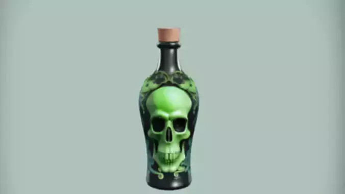 decorative skull bottle  3D Game Ready Model