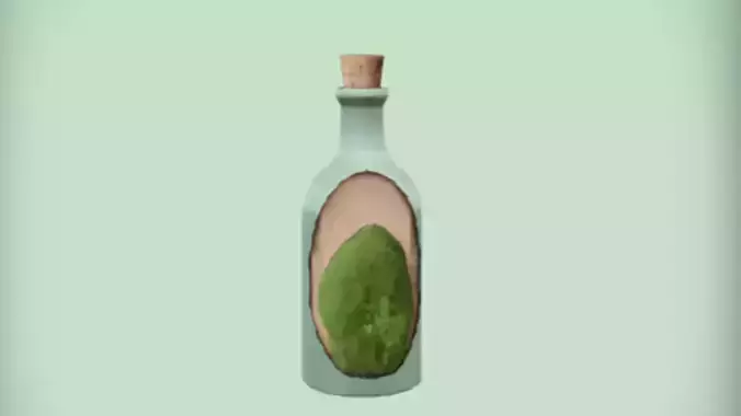 Bottle with lush greenery inside 3D model