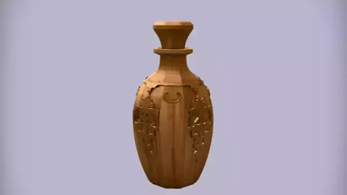 Ornate wooden perfume bottle