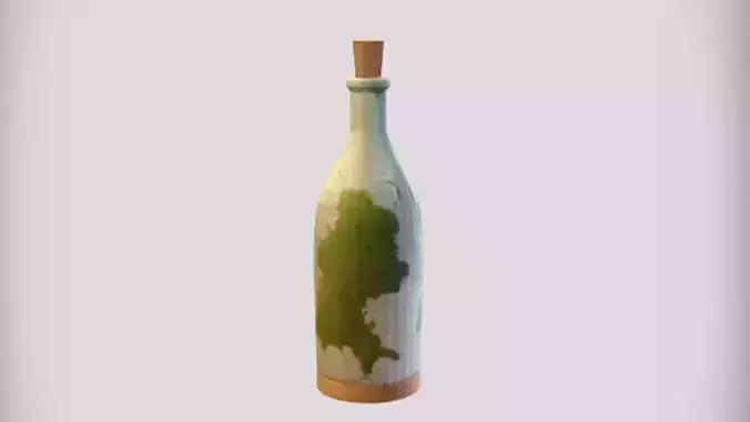 Decorative bottle with moss 3D model