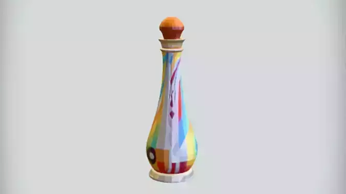 Colorful potion bottle with stopper 3D model