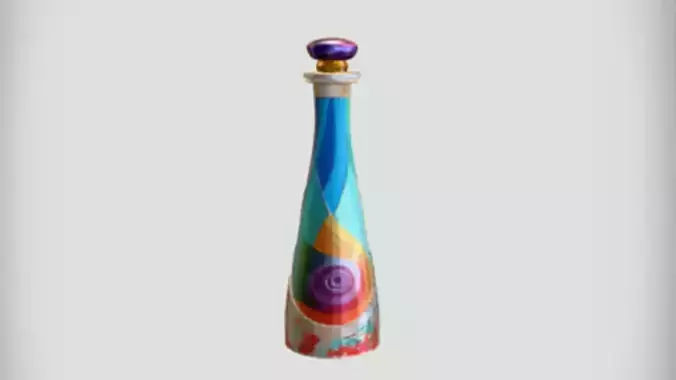 colorful glass bottle  3D Game Ready Model 3D model