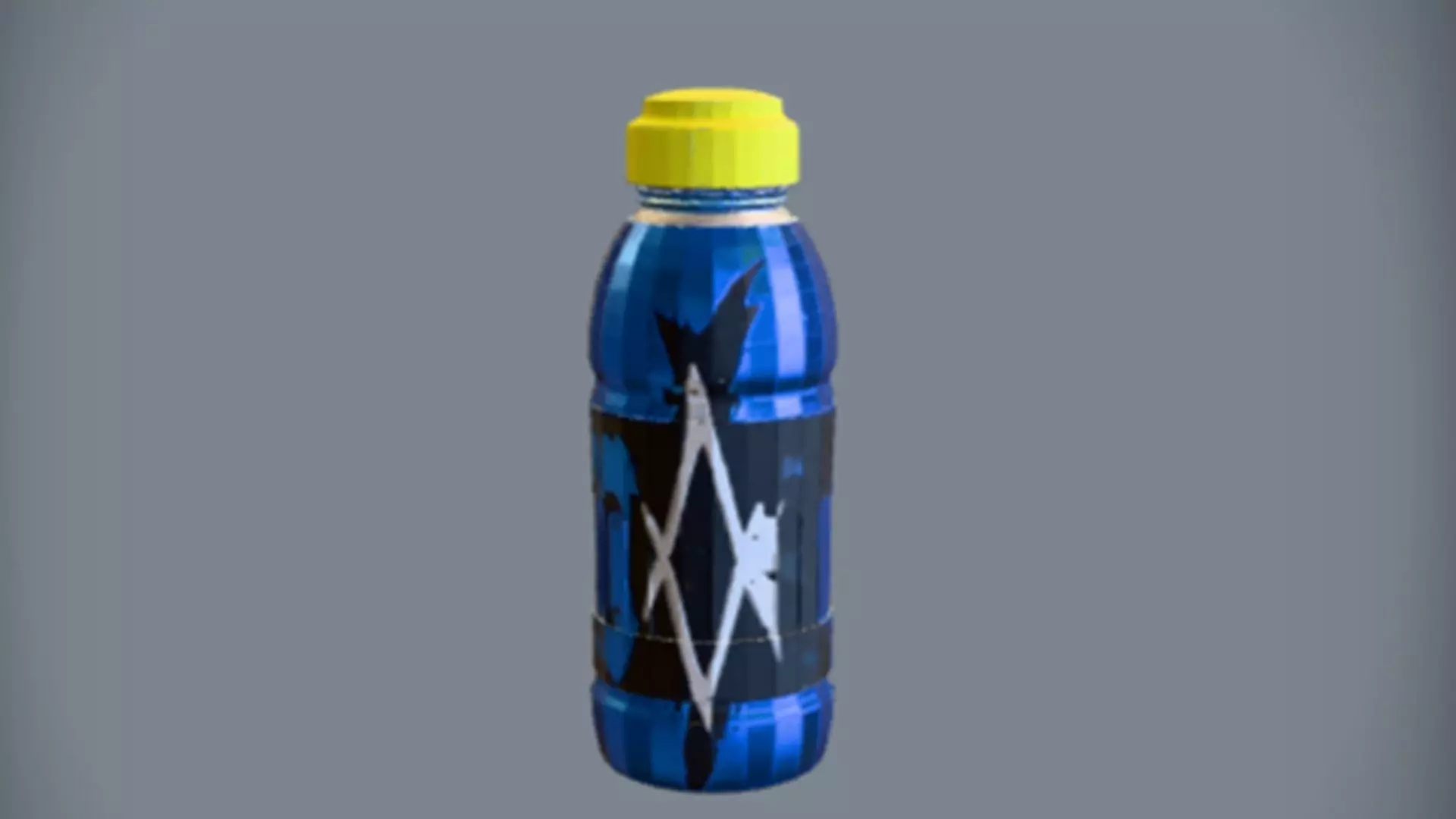 Blue water bottle with yellow cap 3D model_0