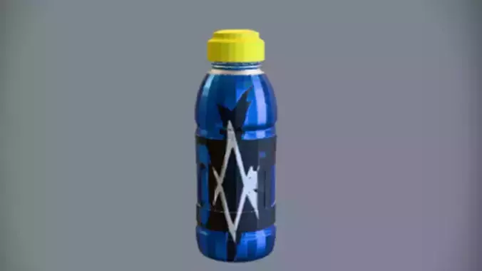Blue water bottle with yellow cap 3D model