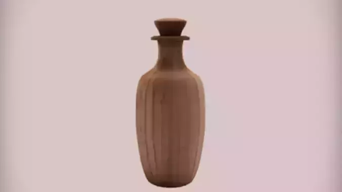 Wooden decorative vase 3D Game Ready Model