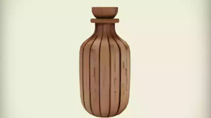 Wooden decorative bottle 3D Game Ready Model