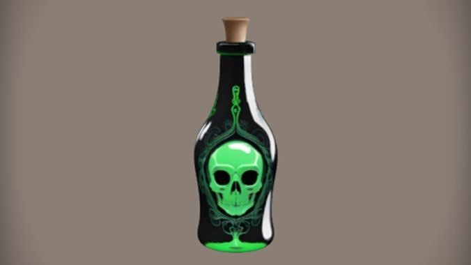 Glowing skull etched green potion bottle 3D model