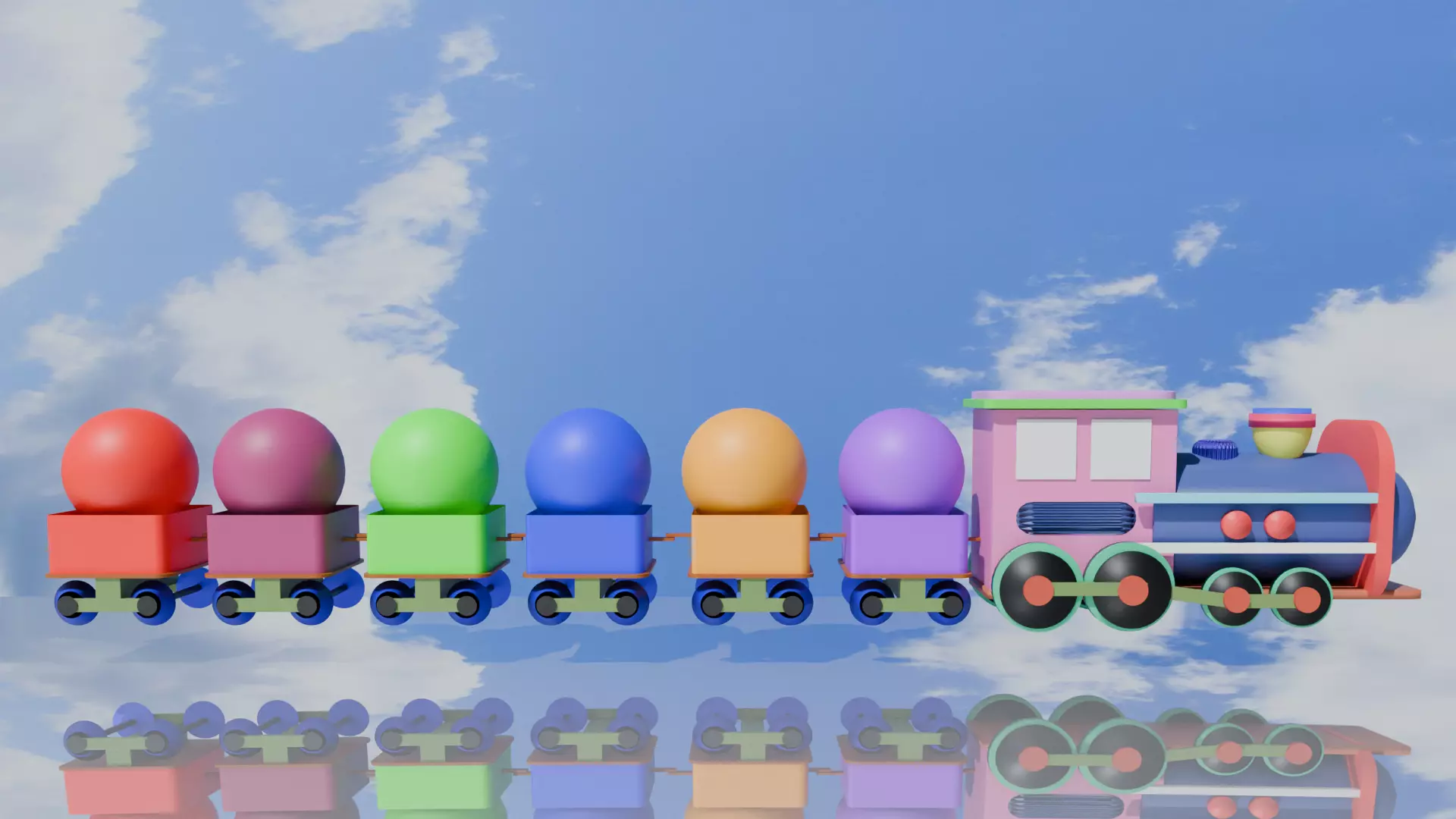 Kids Animated Train Low-poly 3D model_0