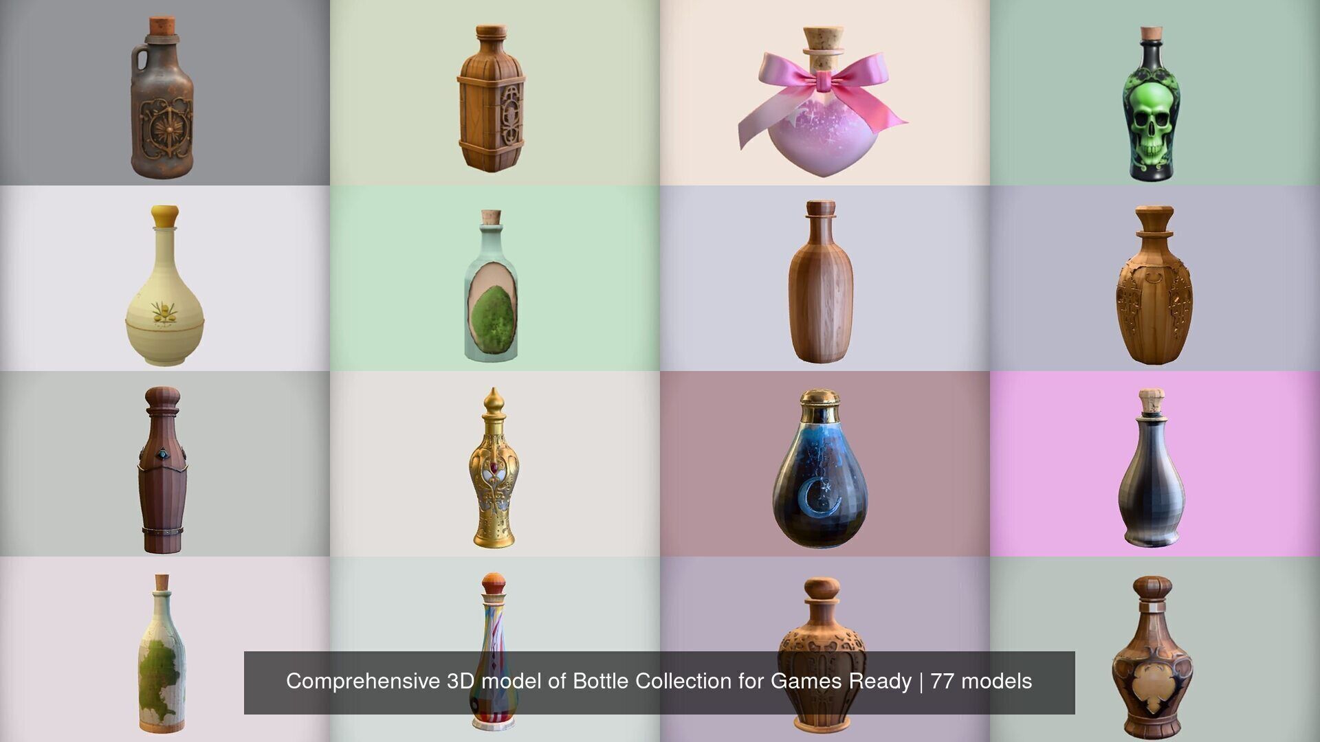 Comprehensive 3D model of Bottle Collection for Games Ready _9