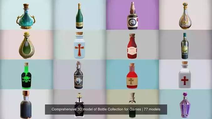 Comprehensive 3D model of Bottle Collection for Games Ready  Comprehensive 3D model of Bottle Collection for Games Ready