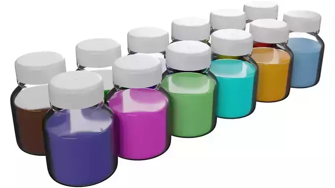 Water Color Bottles Low-poly 3D model