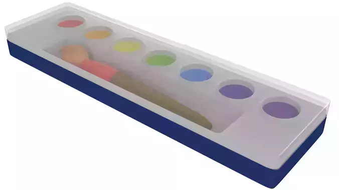 Water Color Paint Set Low-poly 3D model