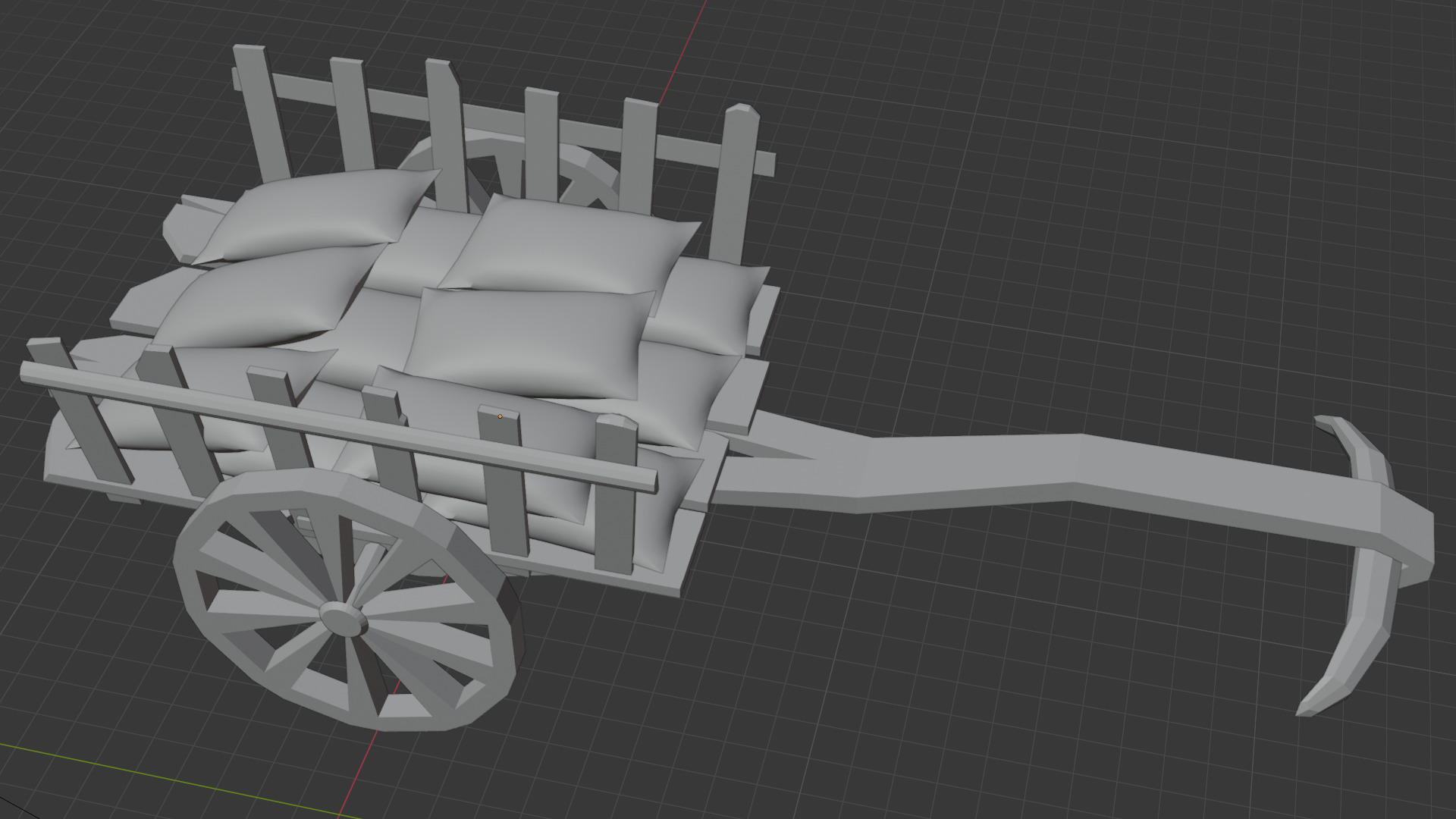 Hand And Bullock Cart Bundle Low-poly 3D model_10