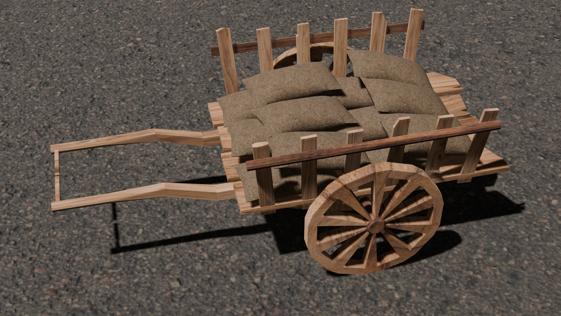 Hand And Bullock Cart Bundle Low-poly 3D model_4