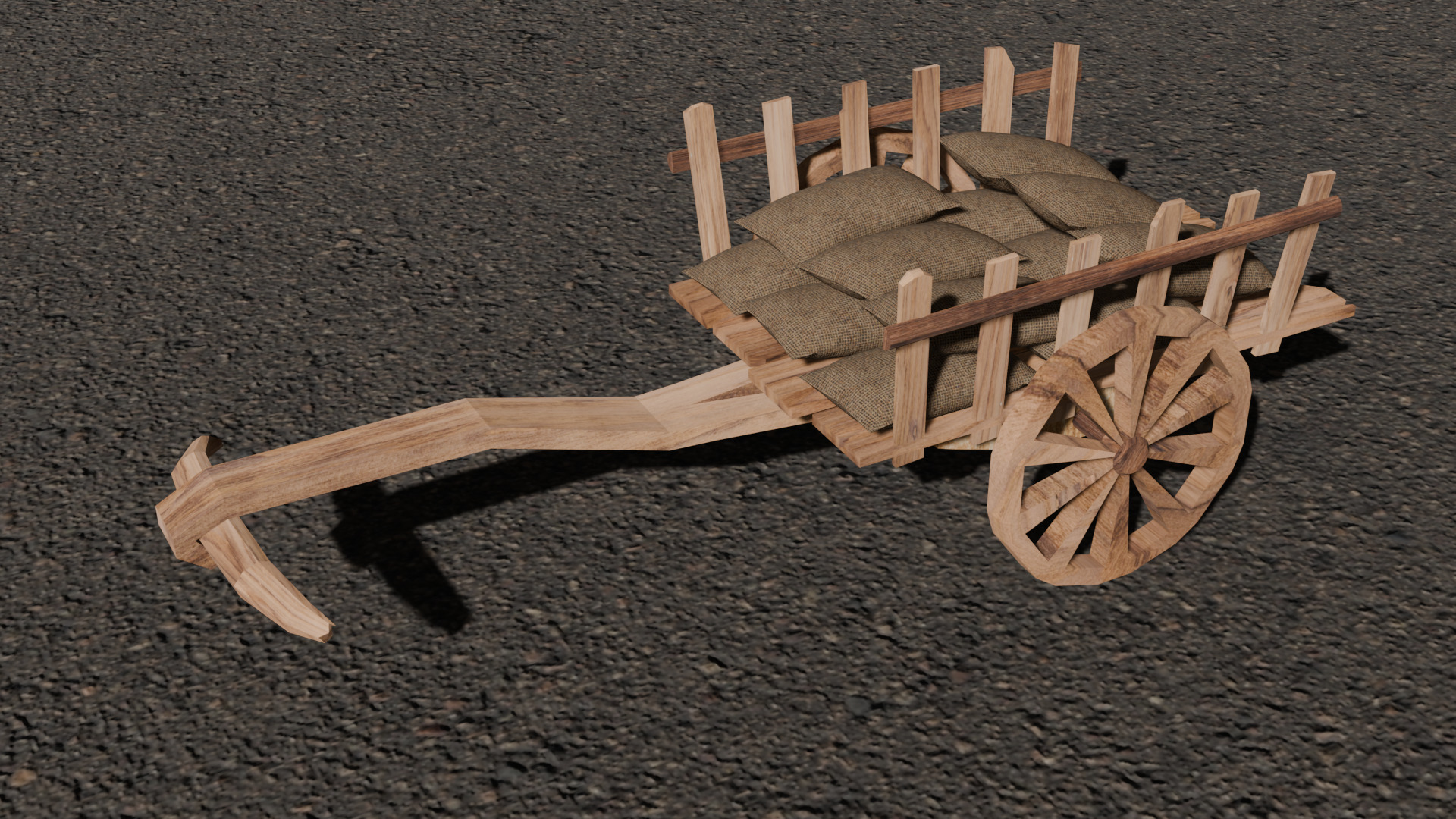 Hand And Bullock Cart Bundle Low-poly 3D model_1