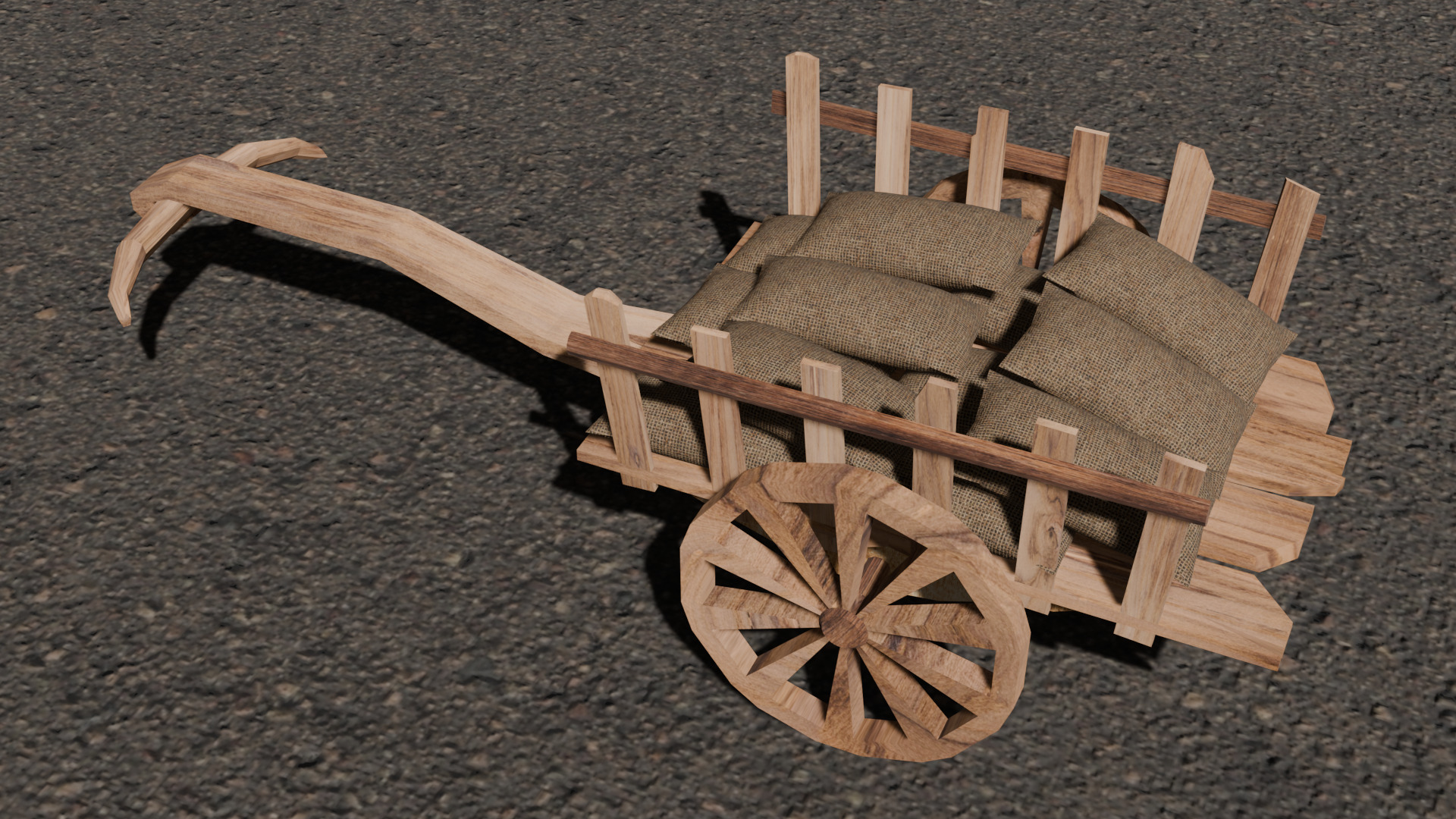 Hand And Bullock Cart Bundle Low-poly 3D model_2