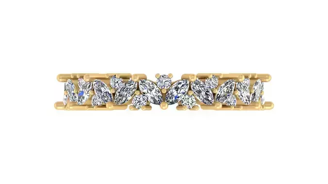 Elegant Alternating Marquise and Round Eternity Band