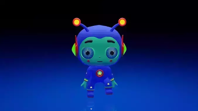 Alien Cartoon 3D model with rig