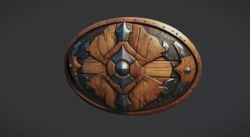 Wooden Shield 3D model_0