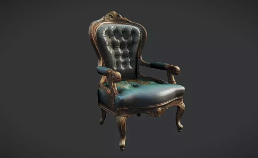 Vintage Leather Armchair 3D model_0