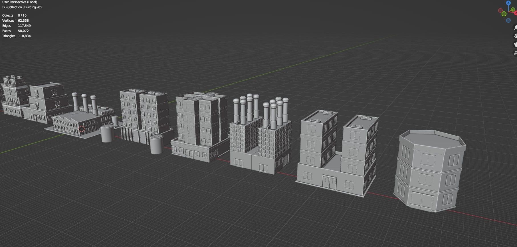 Low Poly City Buildings Pack Of 170 - Game Ready - Untextured  Low-poly 3D model_144