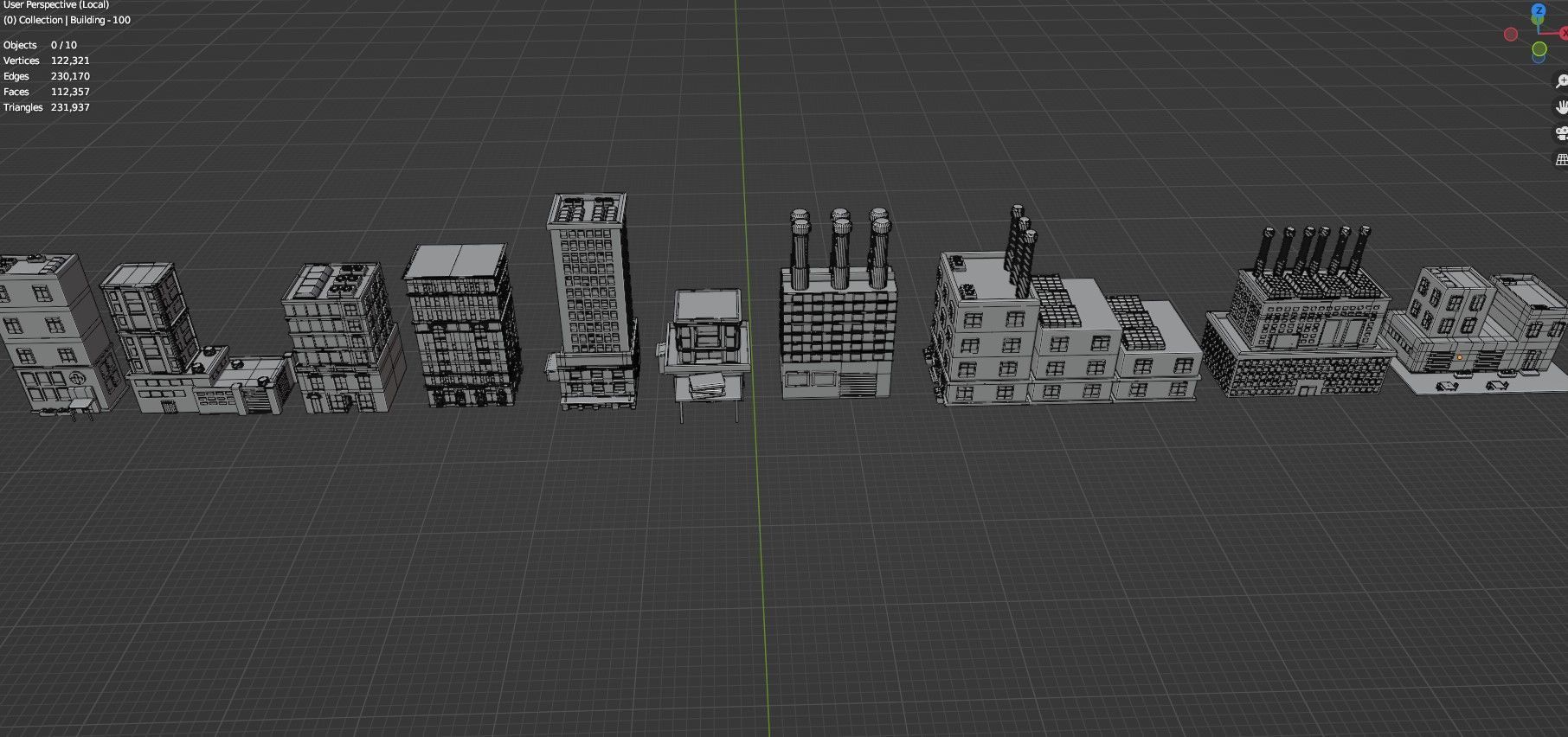 Low Poly City Buildings Pack Of 170 - Game Ready - Untextured  Low-poly 3D model_84