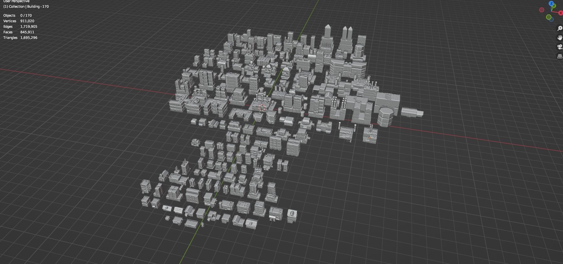 Low Poly City Buildings Pack Of 170 - Game Ready - Untextured  Low-poly 3D model_104